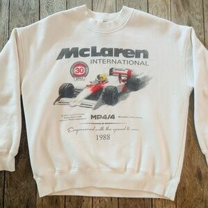 McLaren Graphic Crew Sweatshirt from Abercrombie - Men’s XS; Off-White color